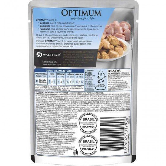 RAÇÃO ÚMIDA OPTIMUM SACHÊ PARA CÃES ADULTOS FRANGO 100G