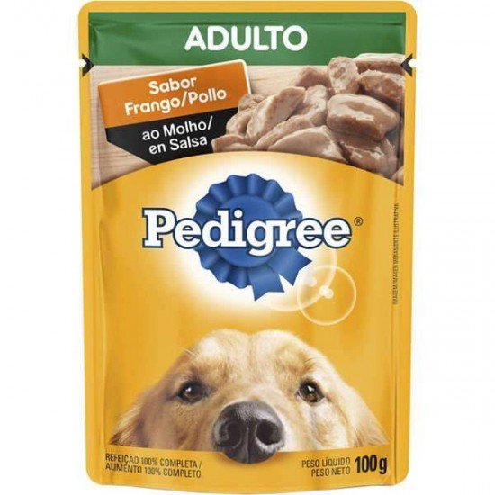 RAÇÃO ÚMIDA PEDIGREE SACHÊ FRANGO AO MOLHO PARA CÃES ADULTOS 100G