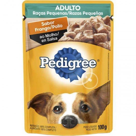 RAÇÃO ÚMIDA PEDIGREE SACHÊ FRANGO AO MOLHO PARA CÃES ADULTOS DE RAÇAS PEQUENAS 100G