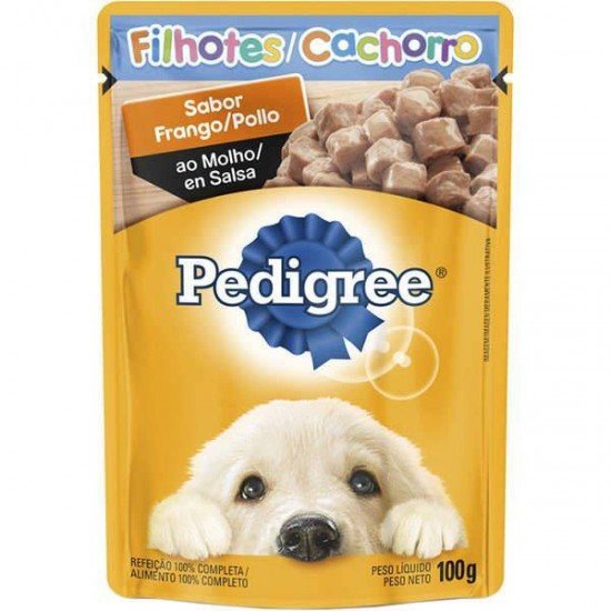 RAÇÃO ÚMIDA PEDIGREE SACHÊ FRANGO AO MOLHO PARA CÃES FILHOTES 100G