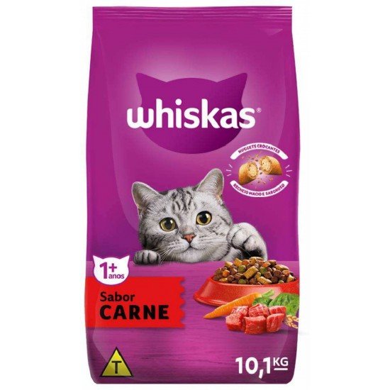 Ração Whiskas Carne para Gatos Adultos 10,1kg Ração Whiskas Carne para Gatos Adultos 10,1kg
