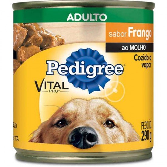 RAÇÃO ÚMIDA PEDIGREE LATA FRANGO AO MOLHO PARA CÃES ADULTOS - 290G