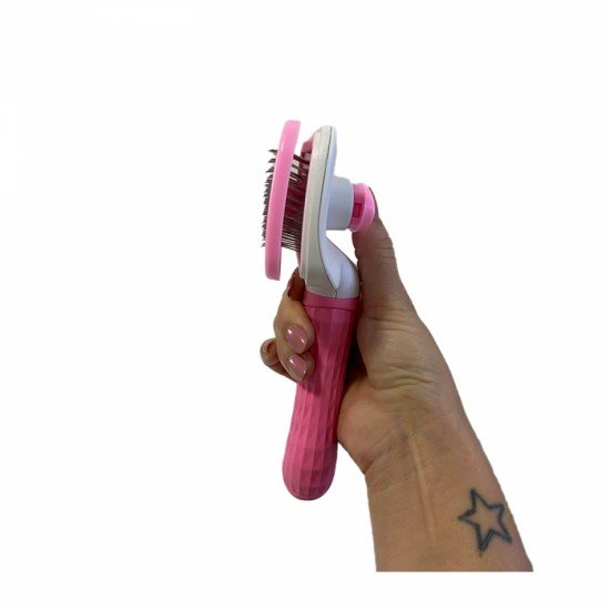 Escova Pente Rasqueadeira Removedora Tira Pelo De Cães Gato rosa