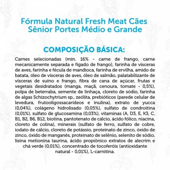 Ração Seca Fórmula Natural Fresh Meat Cães Sênior Raças Médias e Grandes