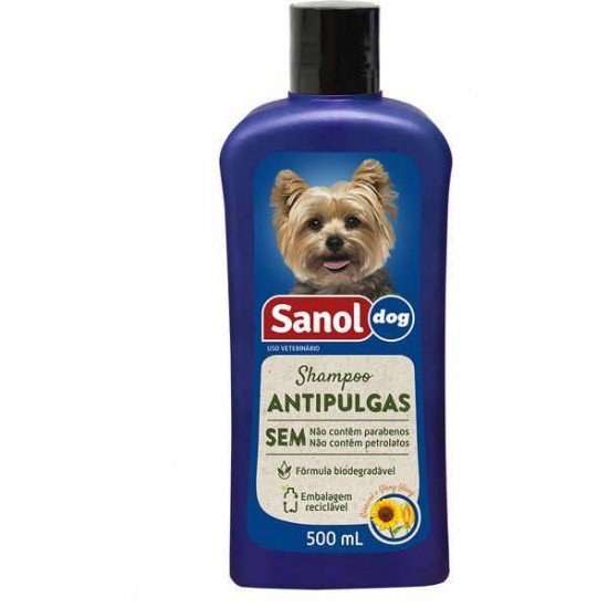 SHAMPOO ANTIPULGAS SANOL DOG PARA CÃES 500ML