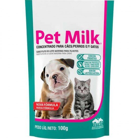 SUPLEMENTO VETNIL SUBSTITUTO DO LEITE MATERNO PET MILK SACHÊ 100G