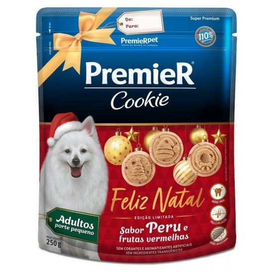 COOKIE PREMIER NATAL CÃES ADULTOS PORTE PEQUENO PERU E FRUTAS VERMELHAS 250 G