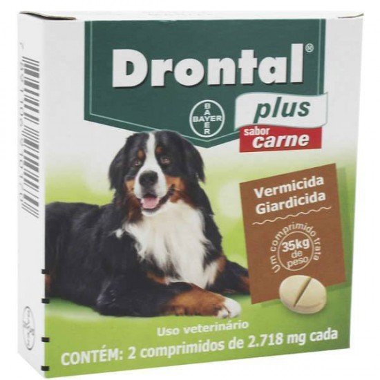 VERMÍFUGO BAYER DRONTAL PLUS SABOR CARNE CÃES 35 KG