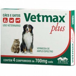 Vermífugo Vetnil Vetmax Plus 700 mg - 4 Comprimidos Vermífugo Vetnil Vetmax Plus 700 mg - 4 Comprimidos