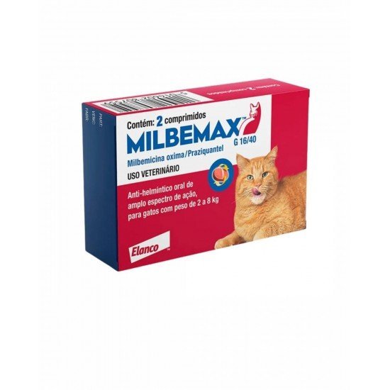 Vermífugo Milbemax G Gatos 2 a 8kg 2 Comprimidos