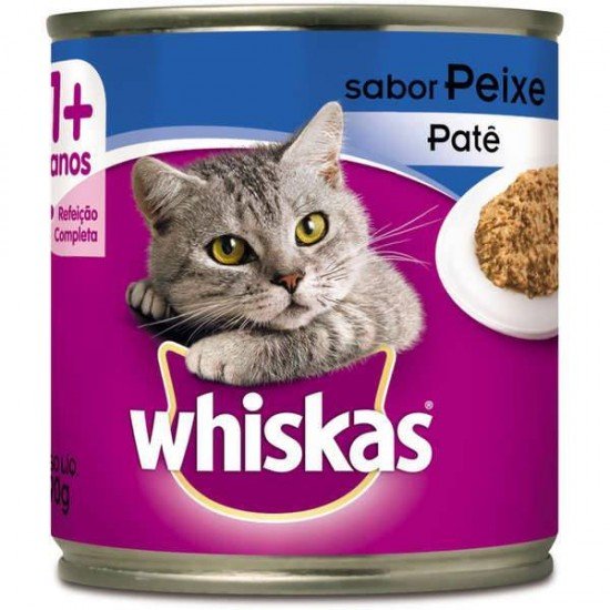 RAÇÃO ÚMIDA WHISKAS LATA PATÊ DE PEIXE PARA GATOS ADULTOS - 290 G