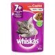 RAÇÃO ÚMIDA WHISKAS PARA GATOS ADULTOS 7+ ANOS SACHÊ SABOR CARNE AO MOLHO - 85G